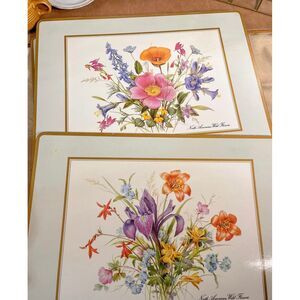 North American Wildflower Vintage Cork Board Placemat Set